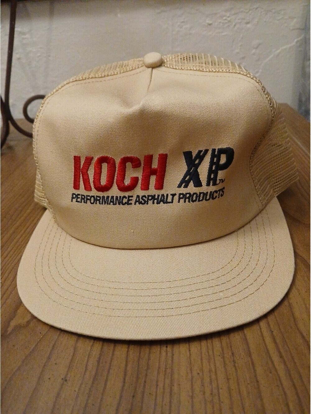 VTG Koch XP Performance Asphalt Biege Trucker Mesh Snapback Hat Cap Made in USA